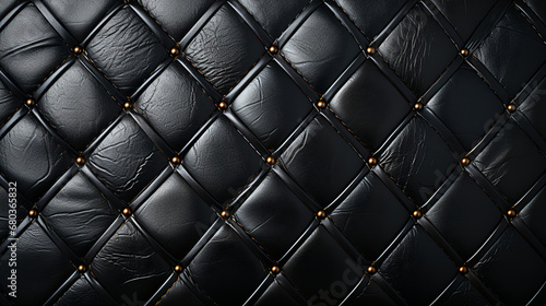 Ornate black leather background - elegant stitching - background