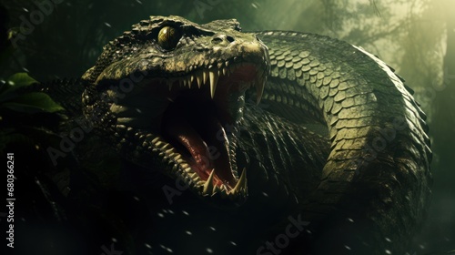 Titanoboa is angry background wallpaper ai generated