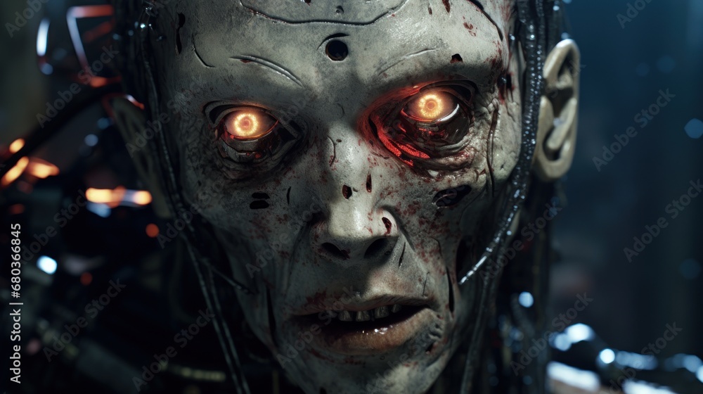 zombie robot background wallpaper ai generated