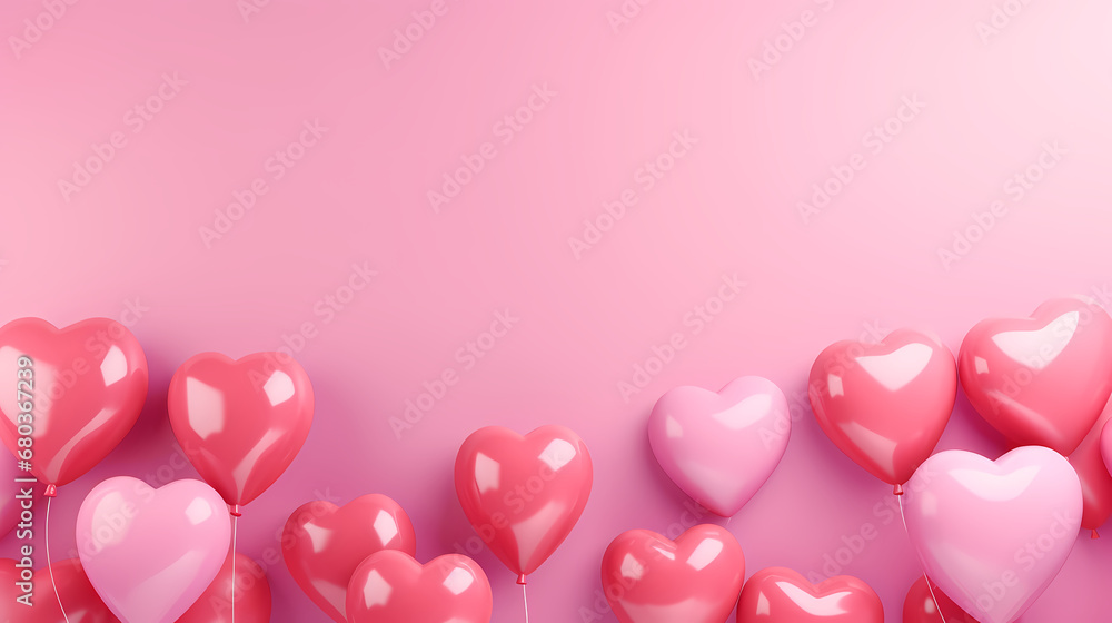 Pink heart-shaped balloon PPT background poster web page, Valentine's Day, holiday party background