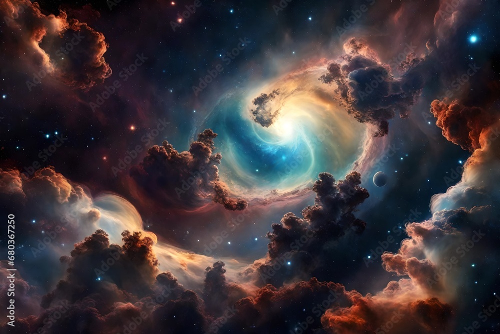 Fototapeta premium A mesmerizing and otherworldly space nebula with a dreamlike atmosphere.