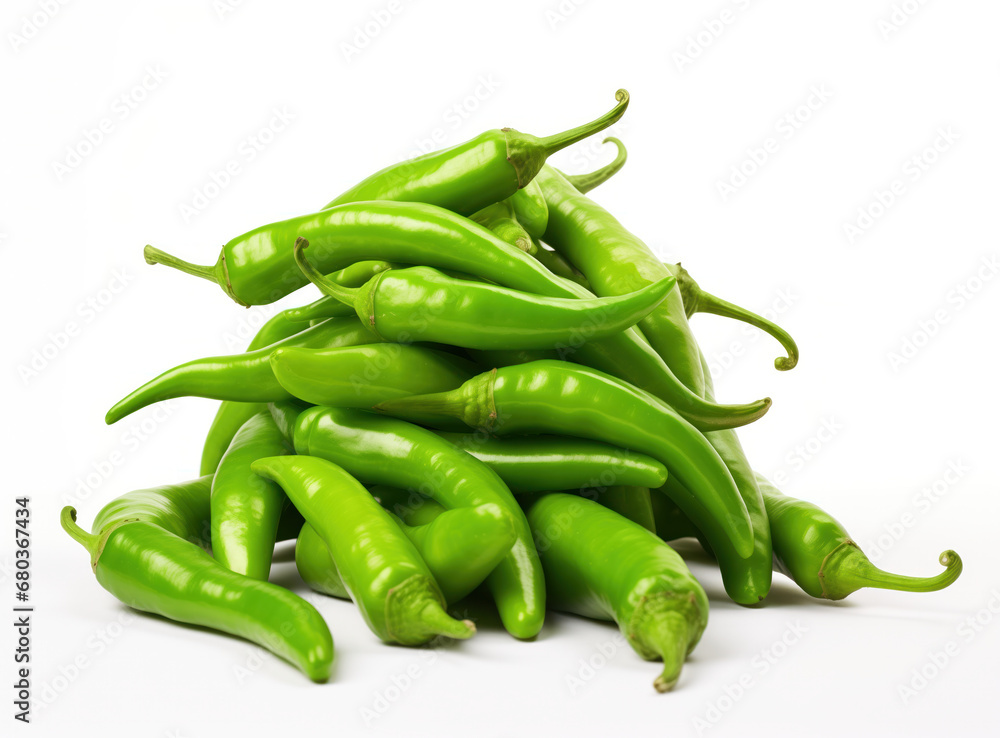 Green chili peppers isolated on white background
Green chili peppers isolated on white background
