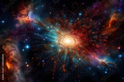A galaxy bursting with vibrant colors, like a celestial fireworks display.
