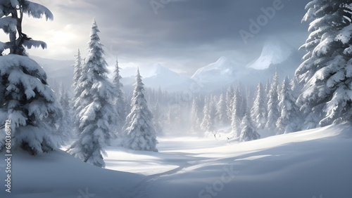 Mountain, covered with snow | Find tree | Chirstmas | Samsung Frame Tv Art | 3840x2160 