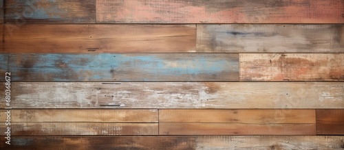 The old wooden wall showcased a vintage, retro design, where abstract textures and natural colors blended seamlessly, giving it a grunge and rustic feel.