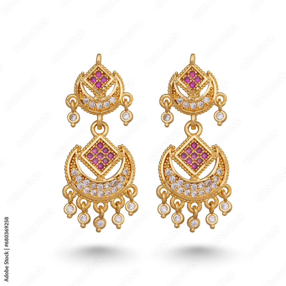 Indian Rajasthani Golden Drop Earrings Jewellery