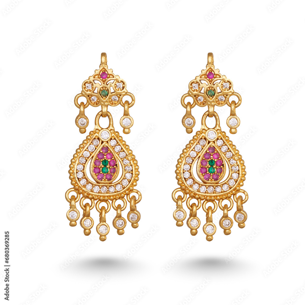 Indian Rajasthani Golden Drop Earrings Jewellery