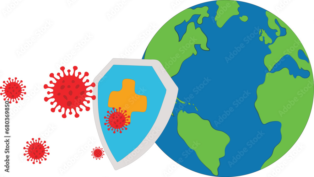 Earth and shield Fights viruses. Earth and shield Fights viruses.