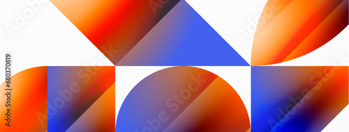 Serene gradient template. Circles and triangles mingle in minimalist perfection. Gentle fusion of forms and hues creates balanced yet captivating backdrop, embodying modern sophistication