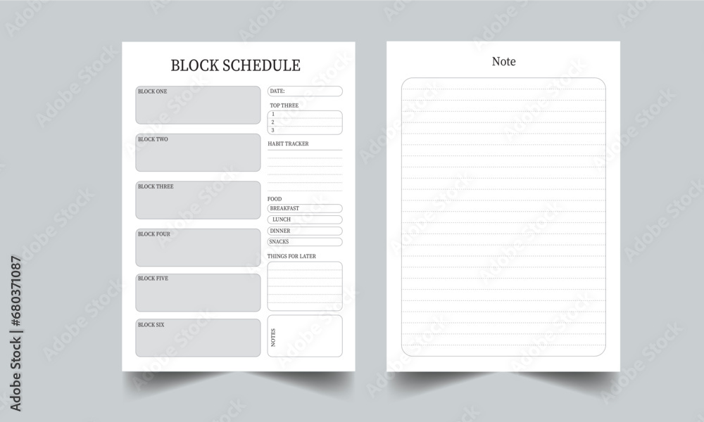 Daily Block Schedule Editable Planner KDP Interior Daily Block Schedule Editable Planner KDP Interior