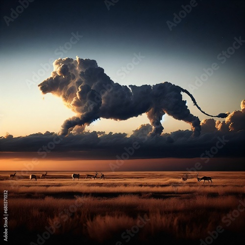 lion shaped cloud