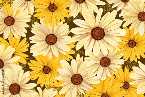 Daisy Yellow Dreams: Vibrant Floral Field Pattern in Bright and Cheery Hues