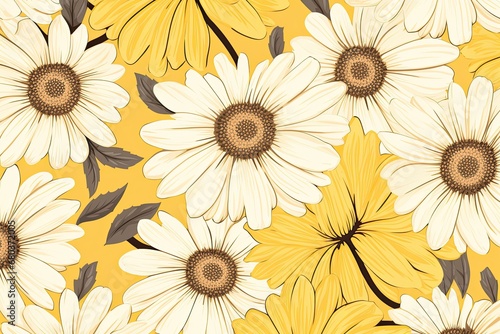 Dazzling Daisy Yellow: Vibrant Floral Field Pattern