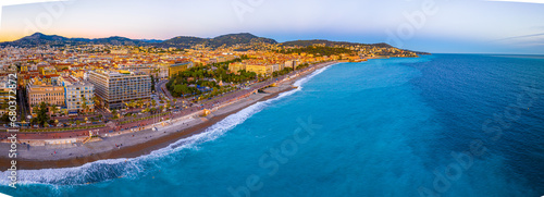 Sunset view of Nice, Nice, the capital of the Alpes-Maritimes department on the French Riviera