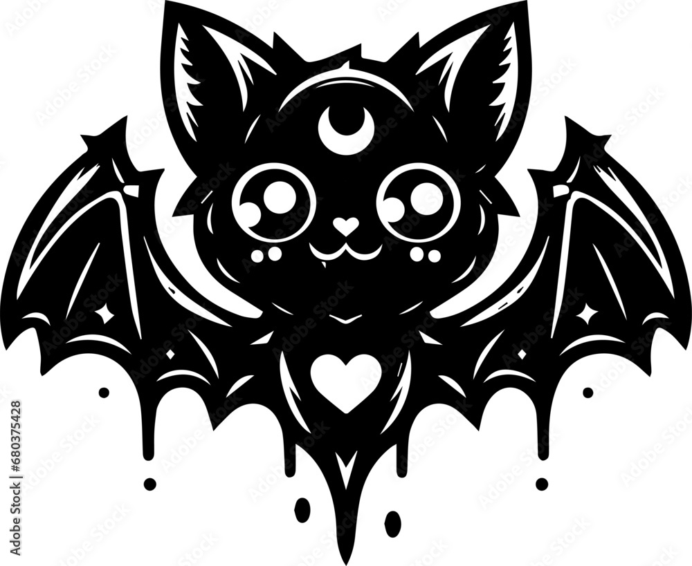 Morcego goth fofinho, com lua na testa, gothic collection