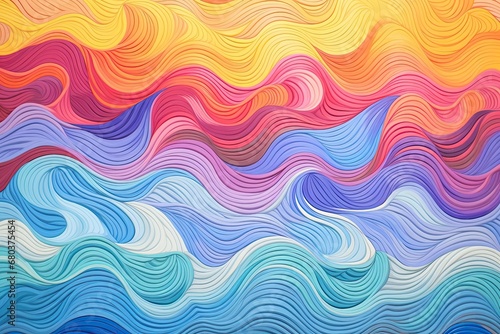 Vibrant Waves on Colorful Paper: Abstract Multicolored Fragment Artwork