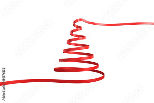 Digital png illustration of red ribbon in shape of christmas tree on transparent background