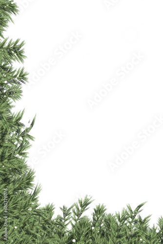 Digital png photo of fir tree and snow falling on transparent background