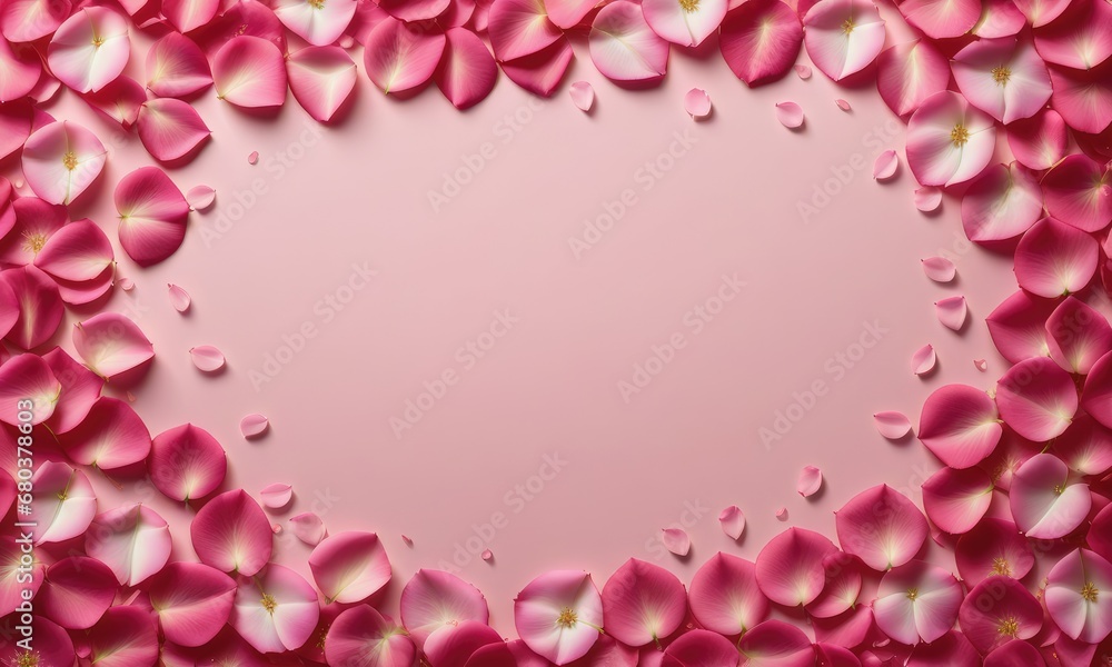 pink rose petals scattered around