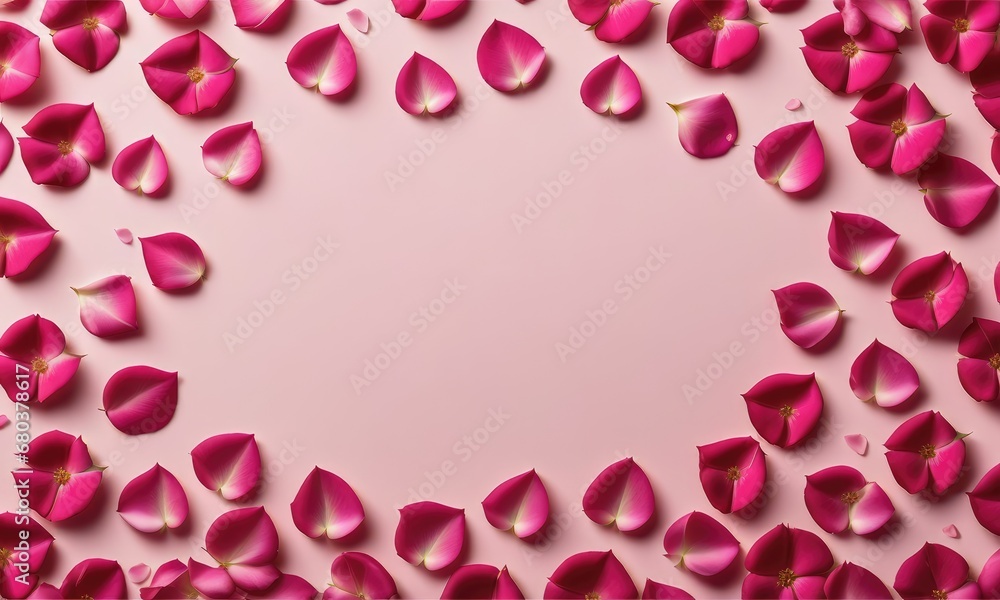 pink rose petals scattered around