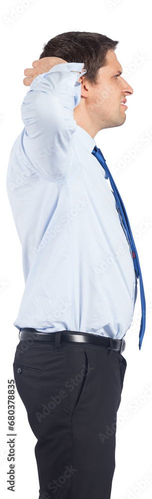 Digital png photo of caucasian businessman thinking on transparent background Digital png photo of caucasian businessman thinking on transparent background