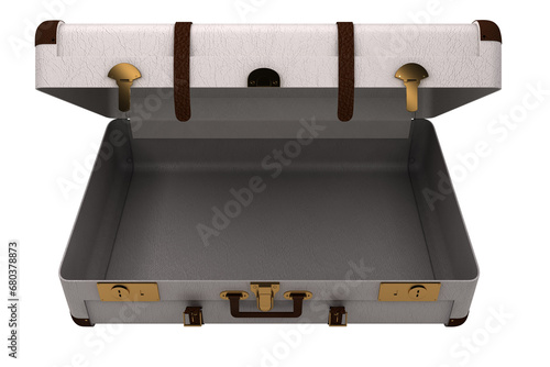 Digital png photo of white open suitcase on transparent background