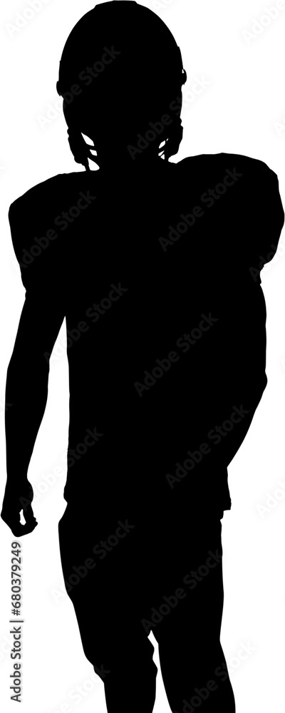 Digital png silhouette image of male american football player on transparent background