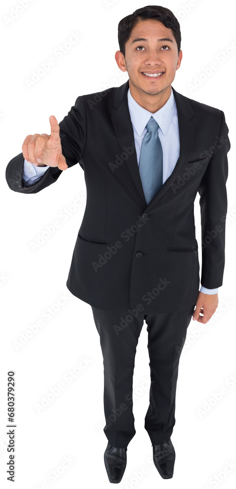 Digital png photo of caucasian businessman looking up on transparent background Digital png photo of caucasian businessman looking up on transparent background