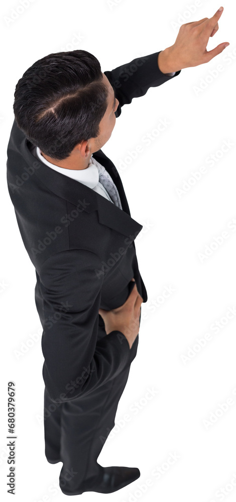 Digital png photo of caucasian businessman pointing finger on transparent background Digital png photo of caucasian businessman pointing finger on transparent background