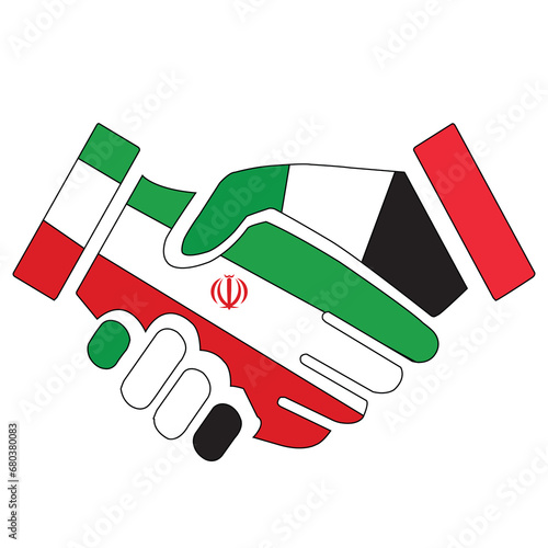 Iran and Palestine hank shake design. Iran and Palestine Friendship illustration design with white background. Iran stand with Palestine.
