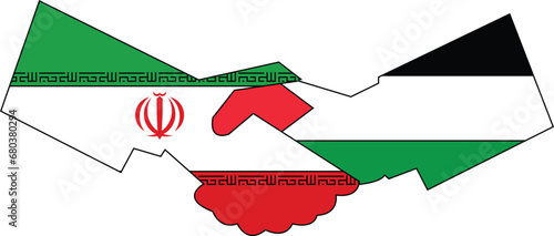Iran and Palestine hank shake design. Iran and Palestine Friendship illustration design with white background. Iran stand with Palestine.

