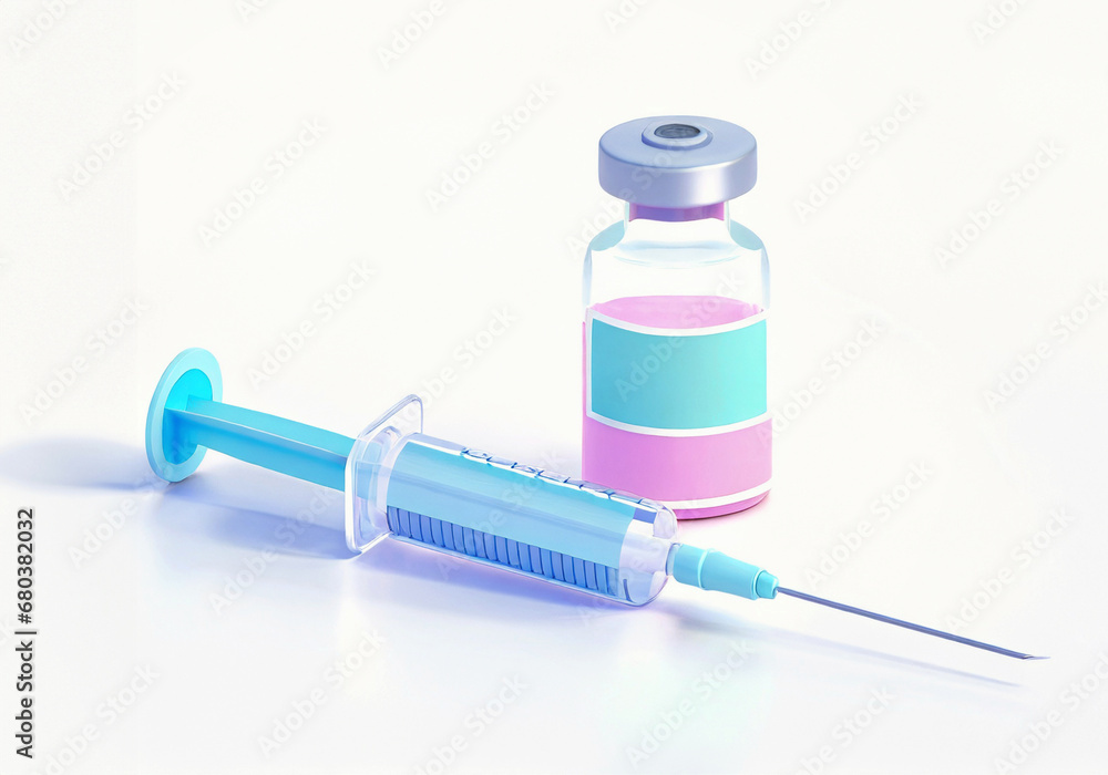 illustration of vaccine serum and syringe isolated on white background closeup view illustration of vaccine serum and syringe isolated on white background closeup view