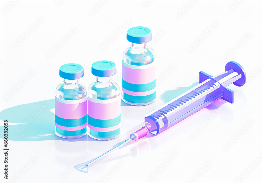 illustration of vaccine serum and syringe isolated on white background closeup view illustration of vaccine serum and syringe isolated on white background closeup view