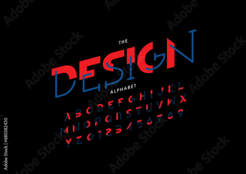 Vector of stylized modern font and alphabet