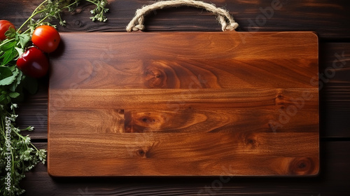 Cutting_board_on_a_brown_wooden_table_top_view