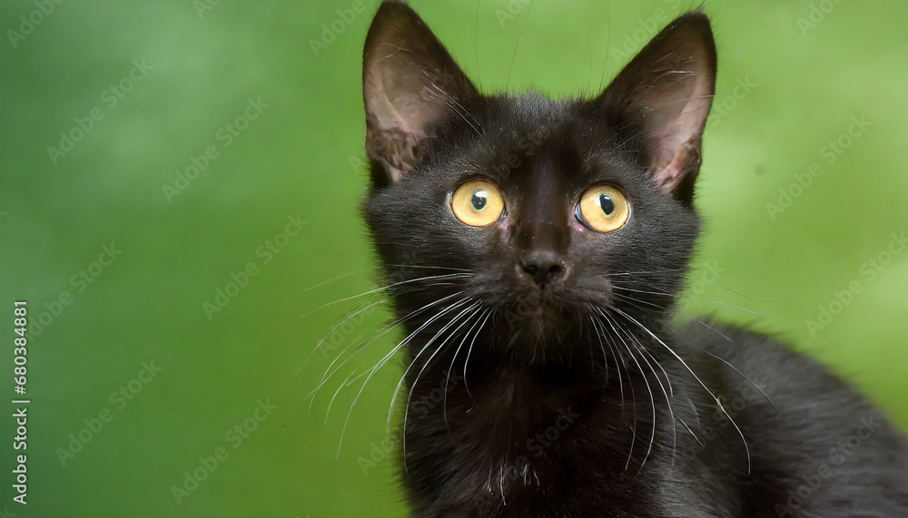 Cute cat on a clean green background