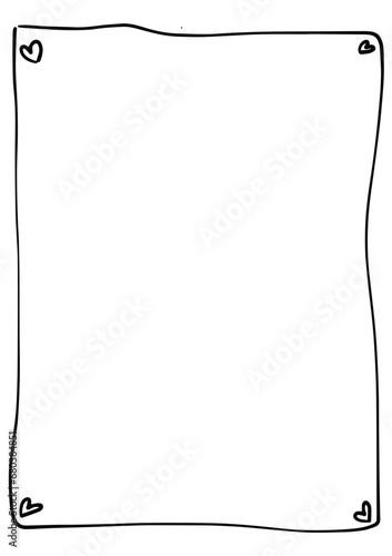 Heart frame border abstract hand drawn wedding card outline shape icon for decorative romantic and love vintage doodle element for design in vector illustration