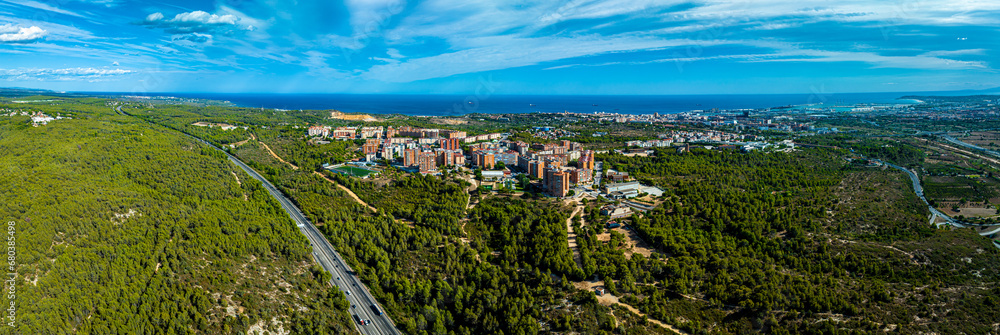 Aerial view of the city of Tarragona in Spain