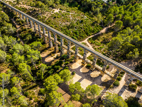 Obraz na płótnie The Ferreres Aqueduct, also known as the Pont del Diable, is an ancient Roman bridge in Tarragona in Catalonia, Spain w salonie