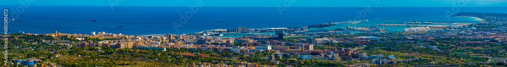 Aerial view of the city of Tarragona in Spain