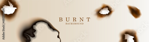 Paper with burnt hole background design. Burnt background vector design. photo