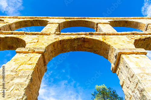 Obraz na płótnie The Ferreres Aqueduct, also known as the Pont del Diable, is an ancient Roman bridge in Tarragona in Catalonia, Spain w salonie