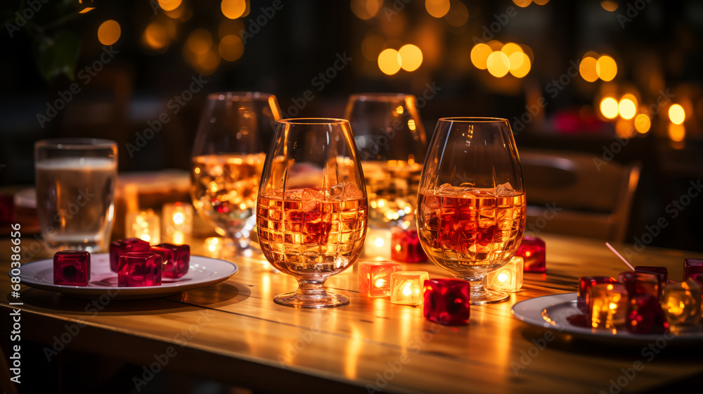 Glasses of champagne on the table. Glasses of champagne on the table.