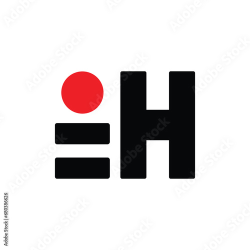 equal to H letter brand name initial letter monogram.