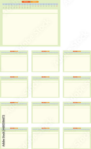 Calendar Note Daily Planner 2024 vector design template. Desk calendar, writable calendar. 