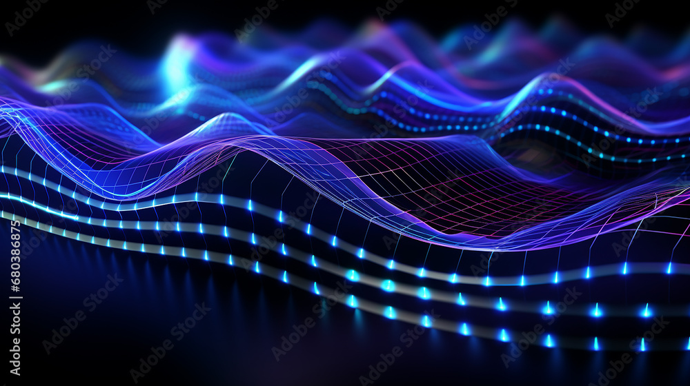 Free_photo_3D_digital_wave_background_with_flowing - obrazy, fototapety, plakaty 