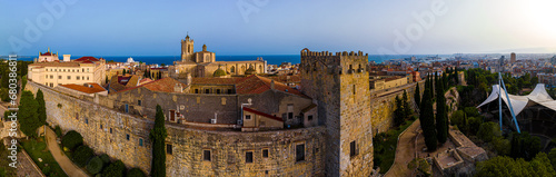 Obraz na płótnie Aerial view of the Primatial Cathedral of Tarragona, a Roman Catholic church in Tarragona, Catalonia, Spain w salonie