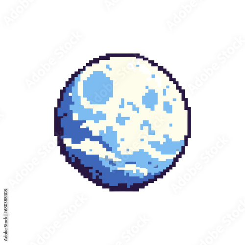 Full moon pixel art icon: A celestial masterpiece capturing the magic of the night sky. Versatile and enchanting for diverse creative applications