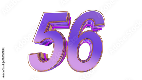 Purple glossy 3d number 56