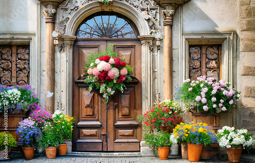 Entrance Decorations with Beautiful Flowers,  "Floral Welcome Decor for Home Entrance,  Home Entry Floral Ornaments on Display © Muhammad